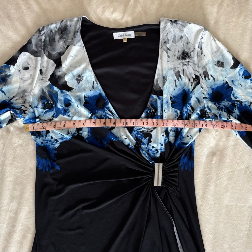 Calvin Klein Floral Faux Wrap Dress L - Picture 4 of 7